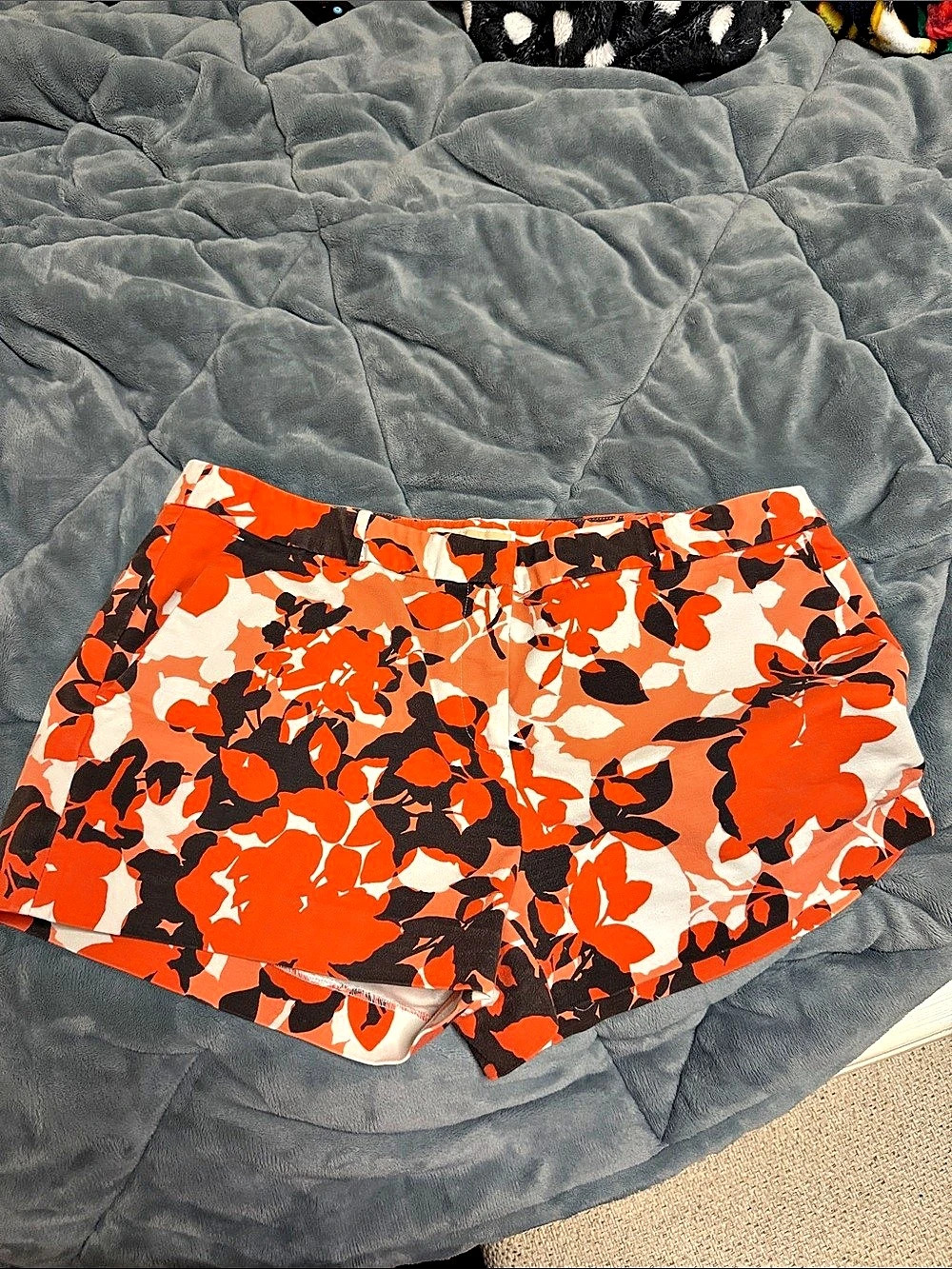 Michael Kors Floral High-Waist Shorts in Orange & Black Size 10 Like New